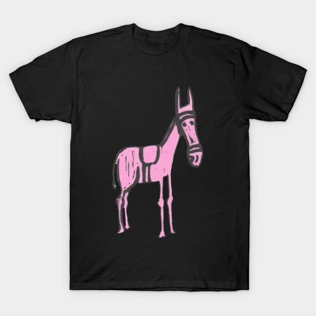 Pink Donkey T-Shirt by krisevansart